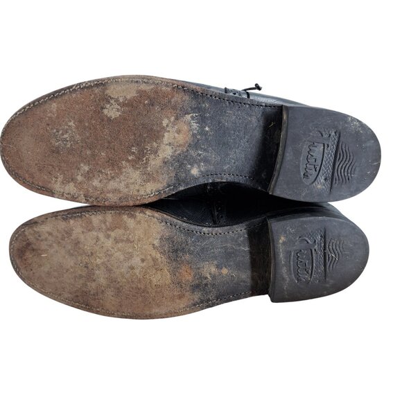 Justin Black Leather Kiltie Paddock Western Riding Boots Size 8.5 Cowboy Womens - Picture 7 of 13